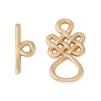 Brass Toggle Clasp, Chinese Knot, gold color plated, DIY, nickel, lead & cadmium free, 18x2mm, 22x2mm, Hole:Approx 2.5, 6mm, Sold By Set