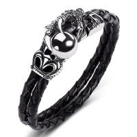 Stainless Steel Jewelry Bracelet with PU Leather Double Layer & fashion jewelry & for man Sold By PC