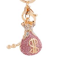 Zinc Alloy Key Clasp Money Bag plated for woman & with rhinestone nickel lead & cadmium free Sold By PC