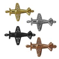 Brass Jewelry Connector Airplane plated micro pave cubic zirconia & 1/1 loop nickel lead & cadmium free Approx 1mm Sold By Lot