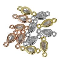 Brass Jewelry Connector, Teardrop, plated, with cubic zirconia & 1/1 loop, more colors for choice, nickel, lead & cadmium free, 11.50x4.50x2mm, Hole:Approx 1.5mm, 50PCs/Lot, Sold By Lot