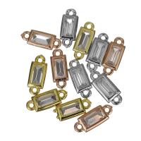 Mässing smycken Connector, plated, med cubic zirconia & 1/1 slinga, fler färger för val, nickel, bly och kadmium gratis, 12x5x2mm, Hål:Ca 1.5mm, 50PC/Lot, Säljs av Lot