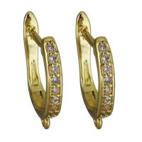 Brass Lever Back Earring Component, gold color plated, micro pave cubic zirconia, nickel, lead & cadmium free, 2.5x19.5x14mm,1mm, Hole:Approx 1.5mm, 10Pairs/Lot, Sold By Lot