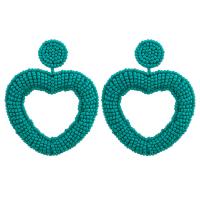 Seedbead Drop Earring, Heart, handmade, fashion jewelry & for woman, more colors for choice, 66mm, Sold By Pair