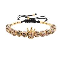 Cubic Zirconia Micro Pave Brass Bracelet Crown plated Unisex & adjustable & micro pave cubic zirconia nickel lead & cadmium free 8mm Sold Per Approx 8.67 Inch Strand