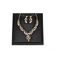 Zinc Alloy Jewelry Sets earring & necklace with ABS Plastic Pearl with 5cm extender chain plated for woman & with rhinestone nickel lead & cadmium free 110mm 35mm Length Approx 17.72 Inch Sold By Set