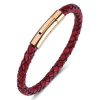 PU Leather Cord Bracelets Stainless Steel with PU Leather fashion jewelry & for man 6mm Sold By PC
