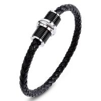 ПУ шнур браслеты, нержавеющая сталь, с Искусственная кожа, ювелирные изделия моды & разный размер для выбора & Мужский, 5mm, продается PC