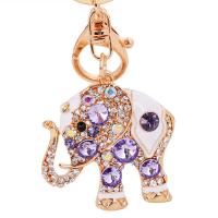 Zinc Alloy Key Clasp Elephant plated cute & fashion jewelry & with rhinestone nickel lead & cadmium free 115mm Sold By PC
