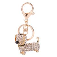 Tibetan Style Key Clasp, Dog, plated, cute & fashion jewelry & with rhinestone, more colors for choice, nickel, lead & cadmium free, 55x38mm, Sold By PC