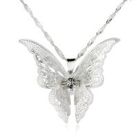 Brass Necklace Butterfly plated fashion jewelry & for woman silver color nickel lead & cadmium free Sold Per Approx 19.68 Inch Strand
