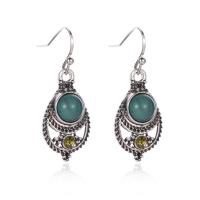 Zinc Alloy Drop Earrings with turquoise silver color plated Bohemian style & for woman nickel lead & cadmium free Sold By Pair