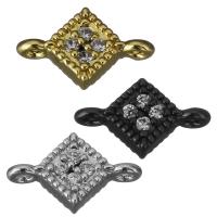Brass Jewelry Connector, plated, micro pave cubic zirconia & 1/1 loop, more colors for choice, nickel, lead & cadmium free, 11.50x6.50x3mm, Hole:Approx 1mm, 10PCs/Lot, Sold By Lot