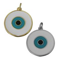 Brass Jewelry Pendants Flat Round plated enamel nickel lead & cadmium free Approx 3mm Sold By Lot