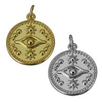 Brass Jewelry Pendants, Flat Round, plated, more colors for choice, nickel, lead & cadmium free, 17x20x2mm, Hole:Approx 3mm, 10PCs/Lot, Sold By Lot
