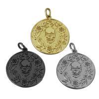 Brass Jewelry Pendants Flat Round plated nickel lead & cadmium free Approx 3mm Sold By Lot
