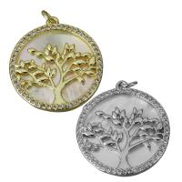 Cubic Zirconia Micro Pave Brass Pendant with White Shell Tree plated micro pave cubic zirconia nickel lead & cadmium free Approx 3mm Sold By Lot