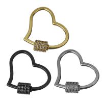 Brass Jewelry Clasps, Heart, plated, micro pave cubic zirconia, more colors for choice, nickel, lead & cadmium free, 21.50x25.50x6mm, 5PCs/Lot, Sold By Lot