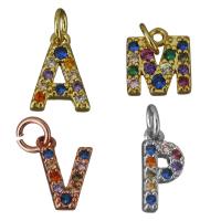 Rhinestone Brass Pendants, Alphabet Letter, plated, letters are from A to Z & different styles for choice & micro pave rhinestone, more colors for choice, nickel, lead & cadmium free, Hole:Approx 2.5mm, 10PCs/Lot, Sold By Lot