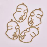 Hollow Brass Pendants, Face, original color, nickel, lead & cadmium free, 43.60x25.50x0.60mm, Hole:Approx 1mm, 50PCs/Bag, Sold By Bag
