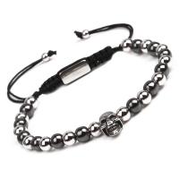 Brass Woven Ball Bracelets with Stainless Steel plated Unisex & adjustable black nickel lead & cadmium free Sold By Strand