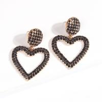 Zinc Alloy Drop Earrings Heart plated for woman & with rhinestone nickel lead & cadmium free 42*33mm Sold By Pair