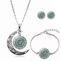 Zinc Alloy Jewelry Sets Stud Earring & bracelet & necklace with Glass Gemstone plated three pieces & time gem jewelry & Unisex nickel lead & cadmium free Sold By Set