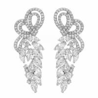 Cubic Zirconia Micro Pave Brass Earring platinum plated micro pave cubic zirconia & for woman nickel lead & cadmium free 55*20mm Sold By Pair