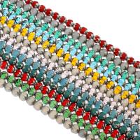 Runde Kristallperlen, Kristall, silberfarben plattiert, mehrere Farben vorhanden, 8x7mm, Bohrung:ca. 1mm, ca. 40PCs/Strang, verkauft von Strang