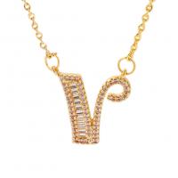 Cubic Zircon Micro Pave Brass Necklace, Alphabet Letter, plated, Unisex & oval chain & different styles for choice & micro pave cubic zirconia, nickel, lead & cadmium free, 15x20mm, Sold Per Approx 17.72 Inch Strand