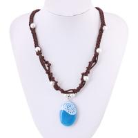 Harz Halskette, mit PU Leder & Kunststoff Perlen, mit Verlängerungskettchen von 6cm, handgemacht, unisex & verschiedene Stile für Wahl & glänzend, 25x40mm, verkauft per ca. 18.90 ZollInch Strang