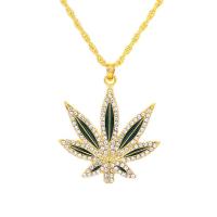 Zinc Alloy Jewelry Necklace Leaf plated byzantine chain & Unisex & enamel & with rhinestone nickel lead & cadmium free Sold Per Approx 11.82 Inch Strand