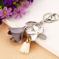 Zinc Alloy Key Clasp with Polyester & Cloth & Plastic Pearl plated Unisex nickel lead & cadmium free Sold By Strand