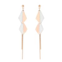 Stainless Steel Drop Earring, plated, fashion jewelry & for woman, rose gold color, 100x15mm, Sold By Pair