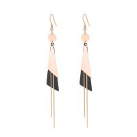 Stainless Steel Drop Earring, plated, fashion jewelry & for woman, rose gold color, 105x10mm, Sold By Pair