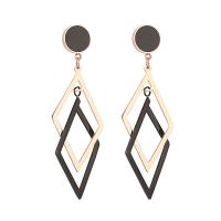 Stainless Steel Drop Earring, plated, fashion jewelry & for woman, rose gold color, 18x60mm, Sold By Pair