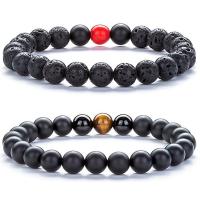 Lava Bracelet Set with Abrazine Stone 2 pieces & Unisex nickel lead & cadmium free 8mm Length Approx 8 Inch  Sold By Set