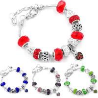 Tibetan Style European Bracelet, with Crystal & Rhinestone, plated, for woman, more colors for choice, nickel, lead & cadmium free, 190mm, 2Strands/Lot, Sold By Lot