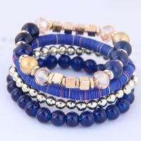 Zinc Alloy Bracelet with Crystal & Resin plated multilayer & for woman nickel lead & cadmium free 170mm Sold By Strand