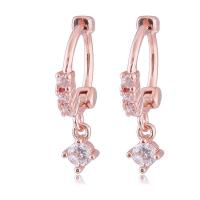 Zinc Alloy Huggie Hoop Drop Earring plated micro pave cubic zirconia & for woman nickel lead & cadmium free 14*4mm Sold By Pair