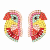 Zinc Alloy Stud Earring Bird plated for woman & with rhinestone nickel lead & cadmium free 40*22mm Sold By Pair
