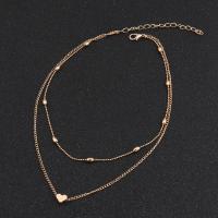 Zinklegierung Schmuck Halskette, plattiert, Doppelschicht & für Frau, keine, frei von Nickel, Blei & Kadmium, 5SträngeStrang/Menge, verkauft von Menge