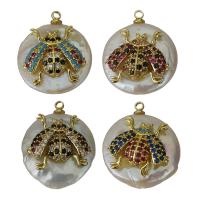 Freshwater Pearl Brass Pendant, with Freshwater Pearl, gold color plated, different styles for choice & micro pave cubic zirconia, nickel, lead & cadmium free, 17.50x21x6.50mm, Hole:Approx 1.5mm, 5PCs/Lot, Sold By Lot