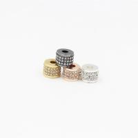 Strass Zinklegierung Perlen, Zylinder, plattiert, mit Strass, keine, frei von Nickel, Blei & Kadmium, 7x10mm, Bohrung:ca. 2mm, 10PCs/Tasche, verkauft von Tasche