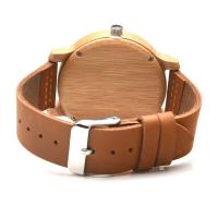 Hommes montre-bracelet, acier inoxydable, avec Cuir & Bambou, sans imperméable à l’eau & Réglable & pour homme, plus de couleurs à choisir, 45x53mm, Longueur:9 pouce, Vendu par PC