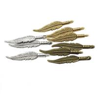 Tibetan Style Feather Pendants, plated, DIY, more colors for choice, nickel, lead & cadmium free, 5x37mm, 2Bags/Lot, 90PCs/Bag, Sold By Lot