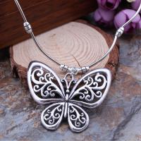 Tibetan Style Jewelry Necklace, Butterfly, plated, fashion jewelry & for woman, silver color, nickel, lead & cadmium free, 60*50mm, Sold By Strand