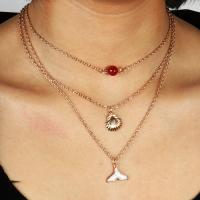 Zinklegierung Halskette, plattiert, mehrschichtig & für Frau, goldfarben, frei von Nickel, Blei & Kadmium, verkauft von Strang