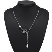 Zinklegierung Schmuck Halskette, mit Kunststoff Perlen, plattiert, für Frau, Silberfarbe, frei von Nickel, Blei & Kadmium, 10SträngeStrang/Menge, verkauft von Menge