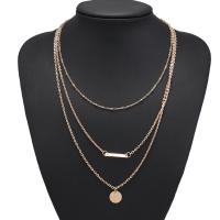Cink Alloy nakit ogrlice, pozlaćen, tri sloja & za žene, zlatan, nikal, olovo i kadmij besplatno, 10pramenovi/Lot, Prodano By Lot